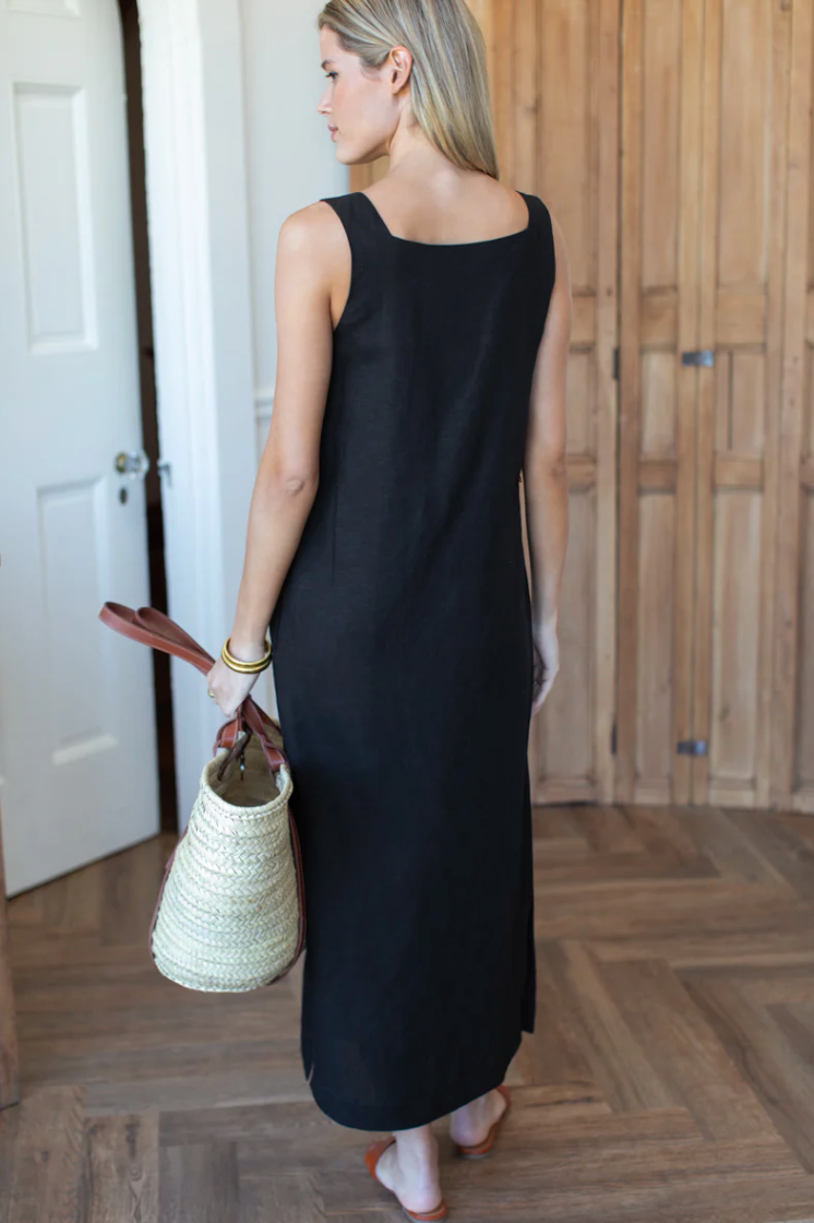 linen black maxi dress Roma – Shea Davis Boutique 0707sizechart White and gold? Or neck design make this Size:2XL (90-100) Kg