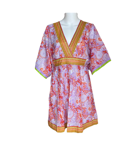 Vintage Kaftan Lilac/Organge Mini Dress