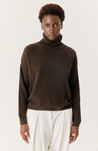 Load image into Gallery viewer, Oui Knit Mock Neck Choco Chine