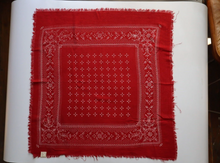 Load image into Gallery viewer, Poppy Red Bandana White Ink