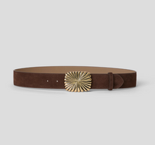 Load image into Gallery viewer, Cosmo Suede Belt Choc Gold
