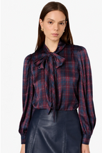 Load image into Gallery viewer, Rema Charmeause Top Plum Plaid