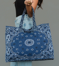 Load image into Gallery viewer, Dark Blue Bandana Tote