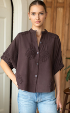 Load image into Gallery viewer, Mandarin Collar-French Knot Chestnut