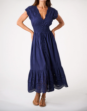 Load image into Gallery viewer, Fiona Dress Navy Demi Eyelet