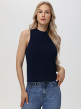 Load image into Gallery viewer, Demi High Neck Crew Tank Dark Blue