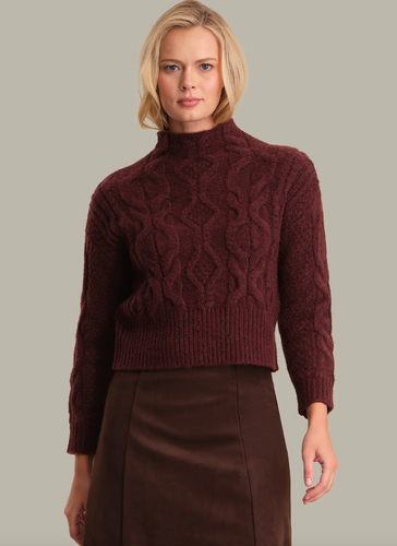 Reba Cable Funnel Pullover Oxblood