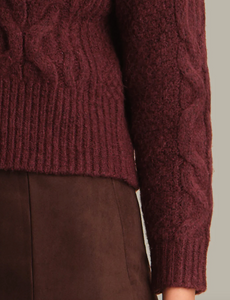 Reba Cable Funnel Pullover Oxblood