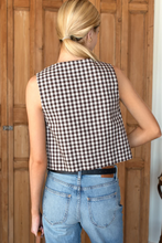 Load image into Gallery viewer, Button Front Wide Hem Top Cocoa Gingham