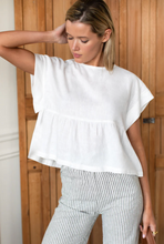 Load image into Gallery viewer, Dolman Peplum Top Ivory Linen