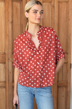 Load image into Gallery viewer, Mandarin Collar Top - Rouge Diamonds - OS