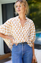 Load image into Gallery viewer, Mandarin Collar Top Little Marigolds - OS