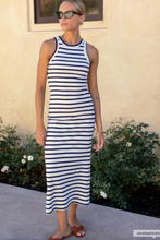 Load image into Gallery viewer, Racerback Tank Maxi Navy Stripe