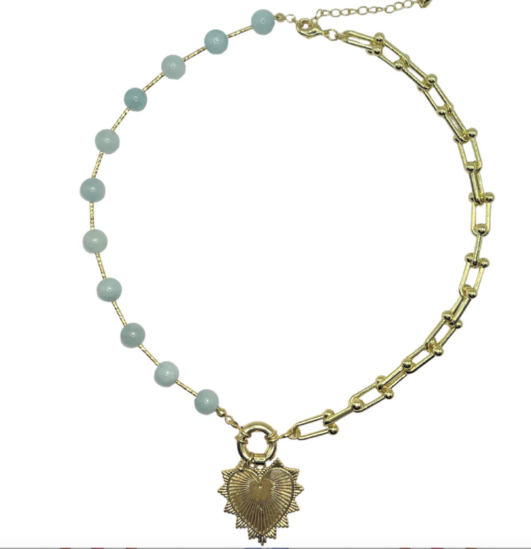 Intricate Heart Charm NKLC Blue