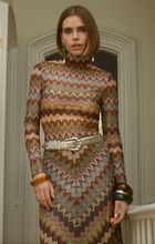 Load image into Gallery viewer, Conner Knit Top Olive Chevron