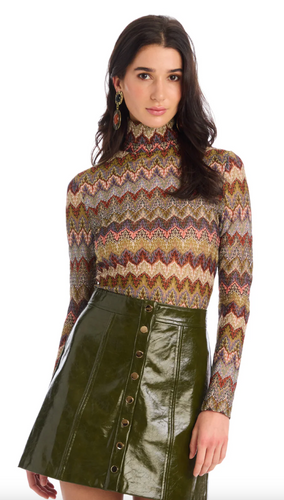 Conner Knit Top Olive Chevron