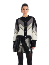 Load image into Gallery viewer, Fuzzy Chevron Cardi Grey