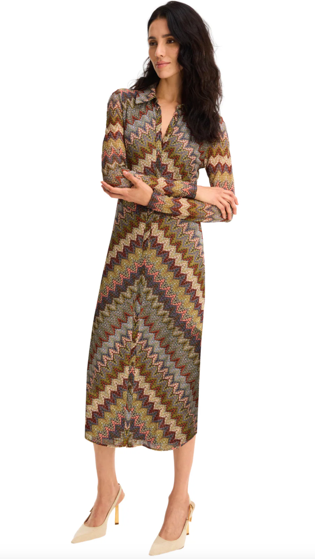 Holms Dress Olive Chevron