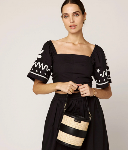 Minka Top Black Ivory