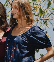 Load image into Gallery viewer, Adeline Blouse Navy Multi