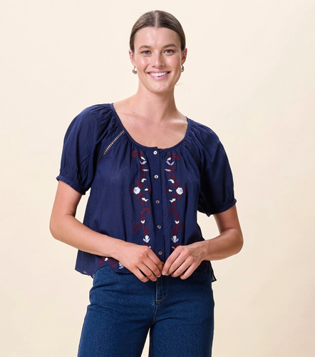 Adeline Blouse Navy Multi