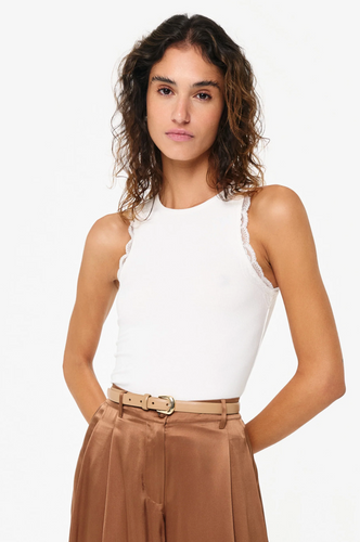 Rian Rib Knit Tank White