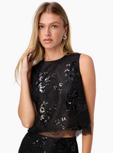 Load image into Gallery viewer, Aracely Sequin Lace Top Black