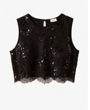 Load image into Gallery viewer, Aracely Sequin Lace Top Black