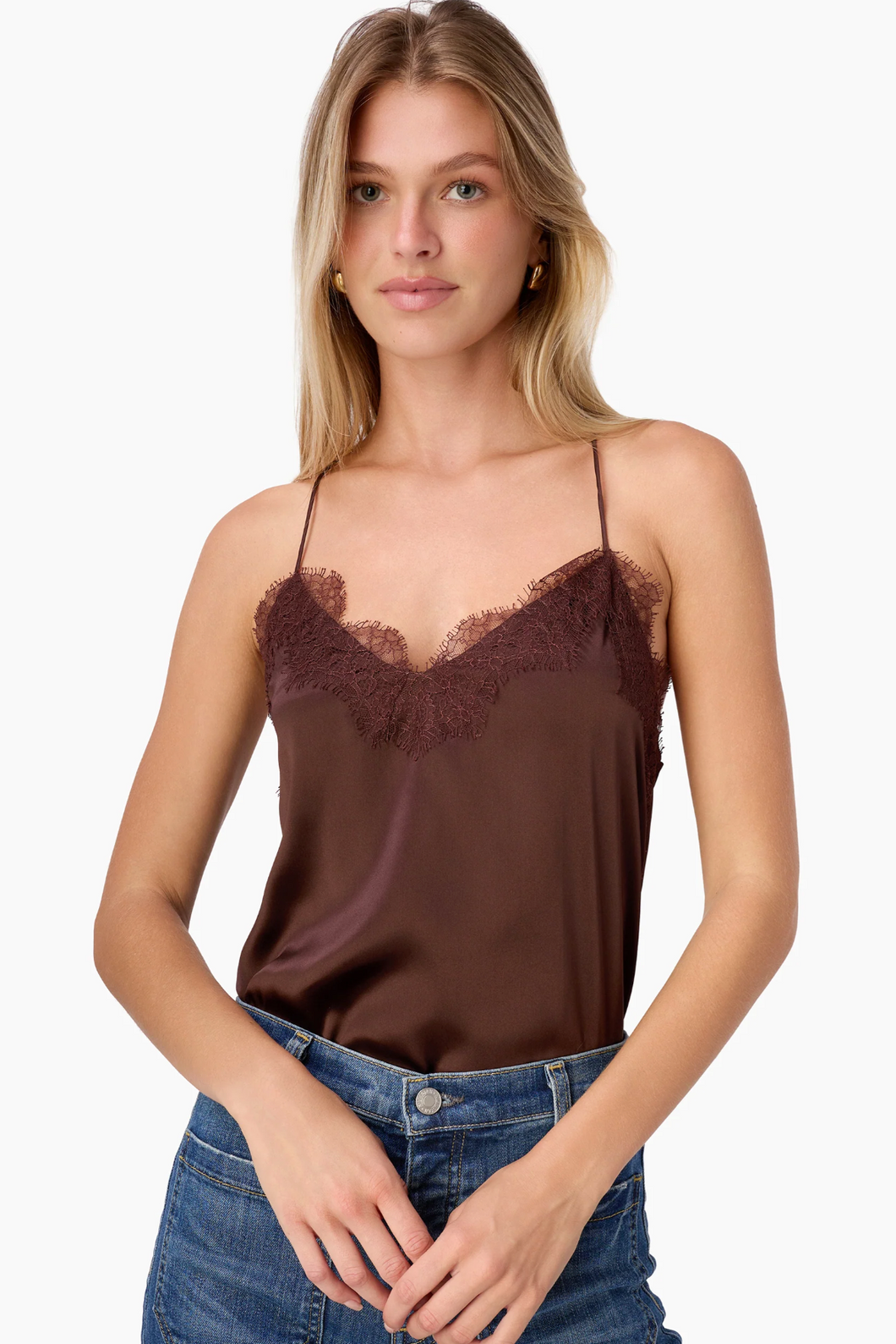 Racer Charmeuse Camisole Sable