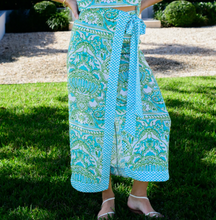 Load image into Gallery viewer, Winnifred Wrap Skirt Damask Pool