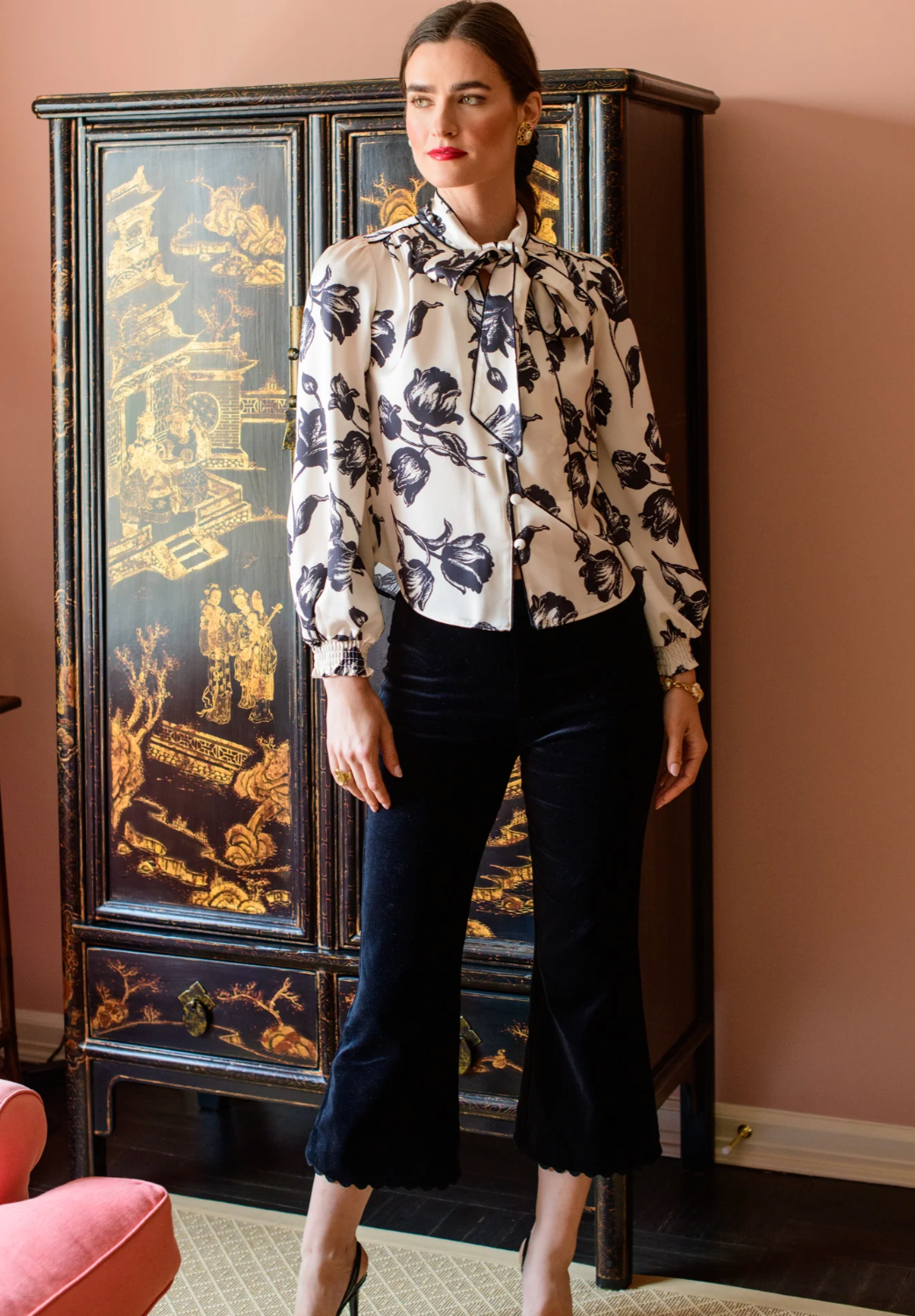 Brit Bow Blouse Snow Tulip