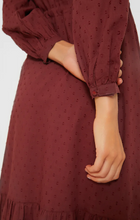 Load image into Gallery viewer, Frances 3 Dress Swiss Dots Burgundy