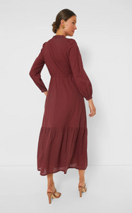 Frances 3 Dress Swiss Dots Burgundy