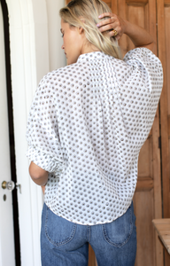 Mandarin Collar Top Signet Olive