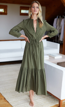 Load image into Gallery viewer, Frances 3 Dress Moss Swiss Dot