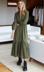 Frances 3 Dress Moss Swiss Dot