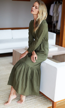 Load image into Gallery viewer, Frances 3 Dress Moss Swiss Dot
