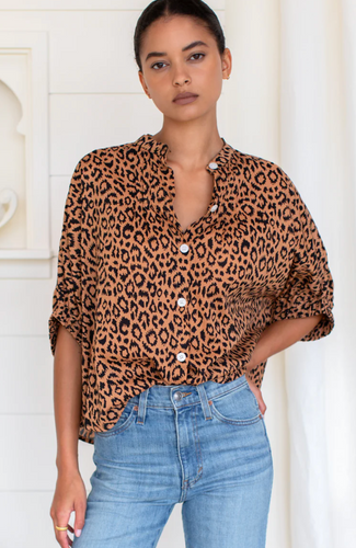 Mandarin Collar Top Vintage Leo