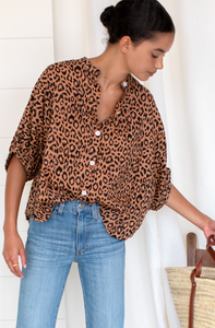 Mandarin Collar Top Vintage Leo