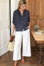 Load image into Gallery viewer, Mandarin Collar Top Midnight Seersucker
