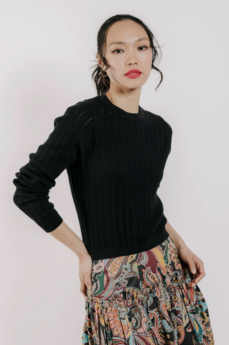 Serafina Pointelle Knit Black