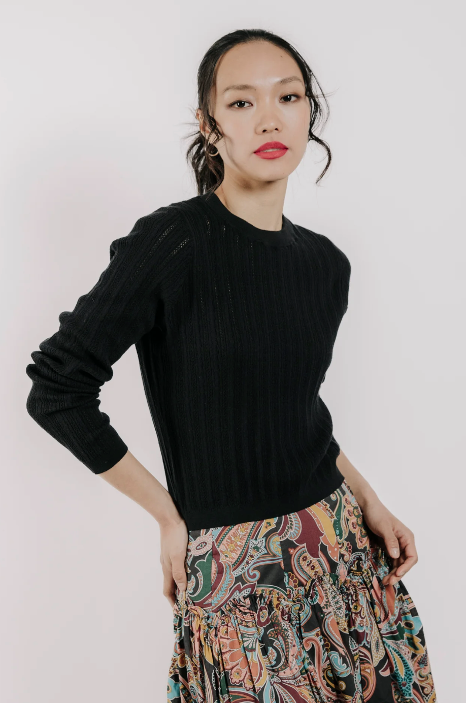 Serafina Pointelle Knit Black