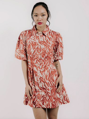 Marta Mini Dress Terracotta Zebra