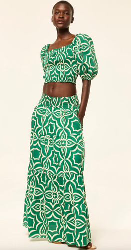 Yelena Skirt Green Mosaic Tile