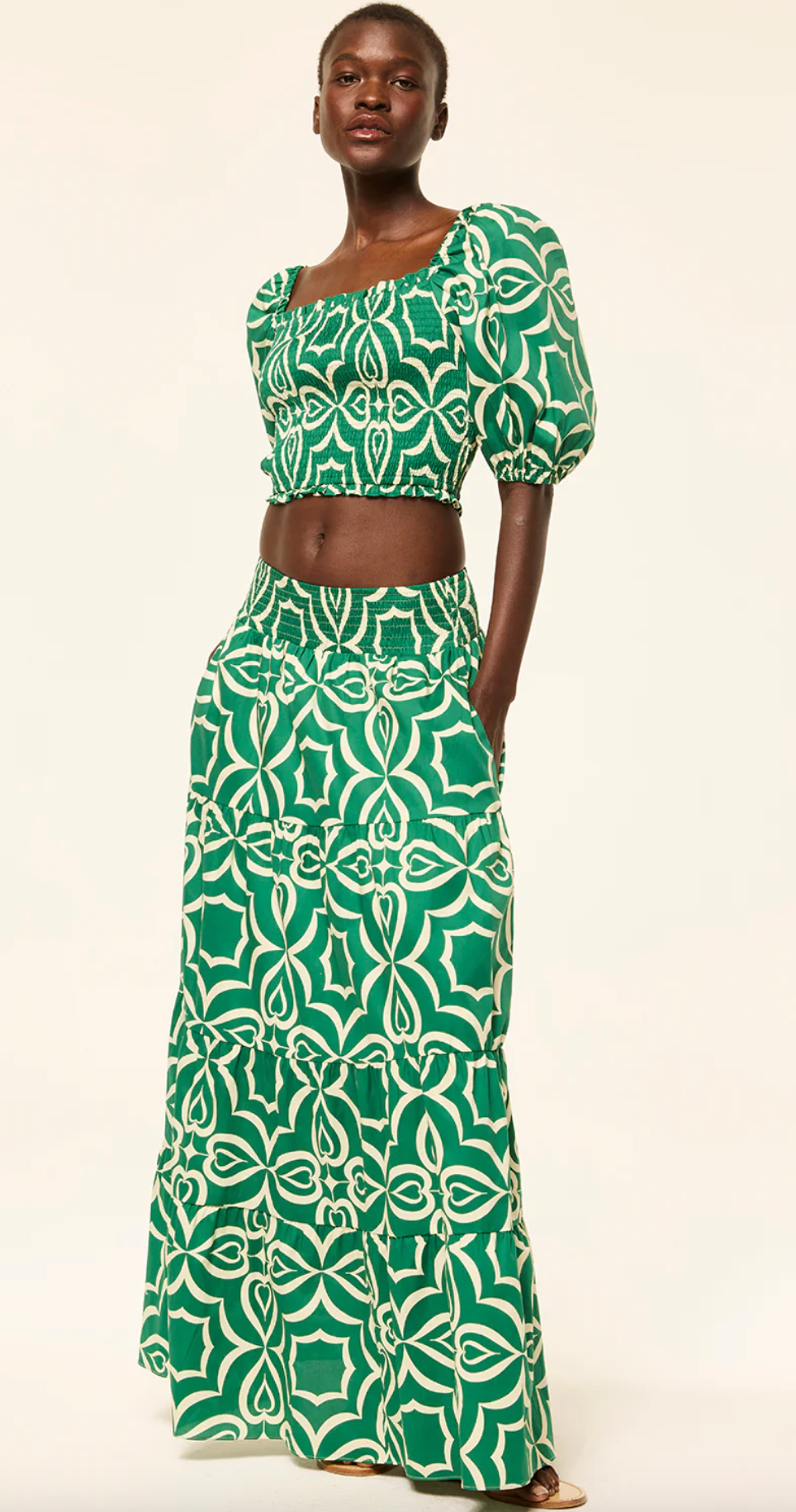 Yelena Skirt Green Mosaic Tile