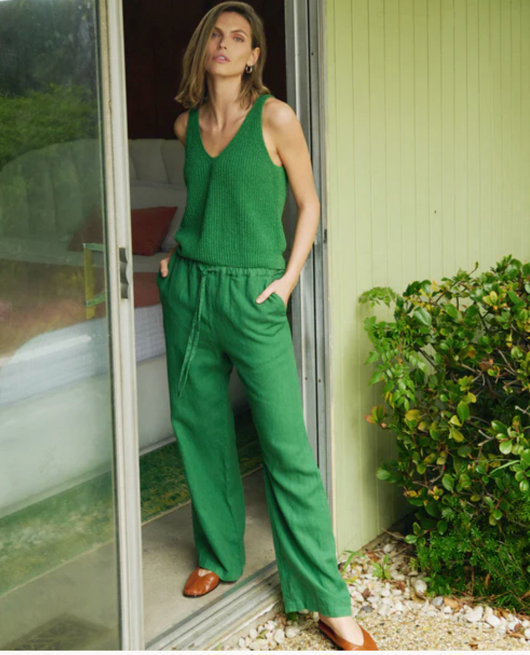 Lucia Tie Waist Pant Green Lawn