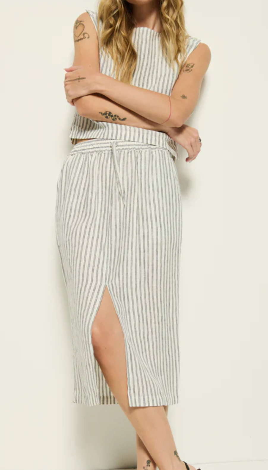 Maisie Skirt Linen Stripe