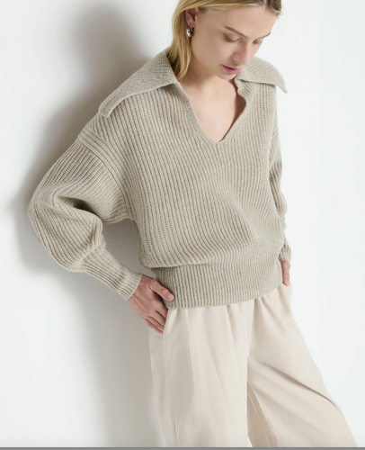 Ashton Collared Pullover Moonbeam