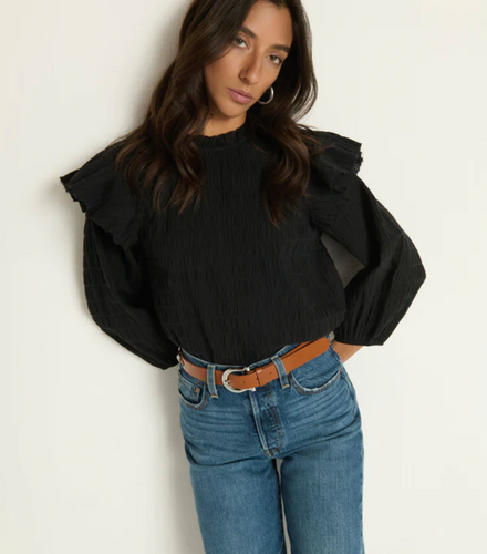 Aria Ruffle Top Jet Black
