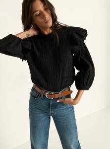 Aria Ruffle Top Jet Black